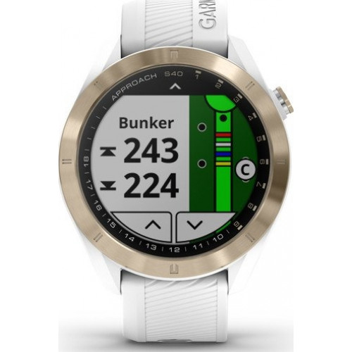 Garmin Approach S40 Light Gold PVD Coated with White Band (Eco Box)