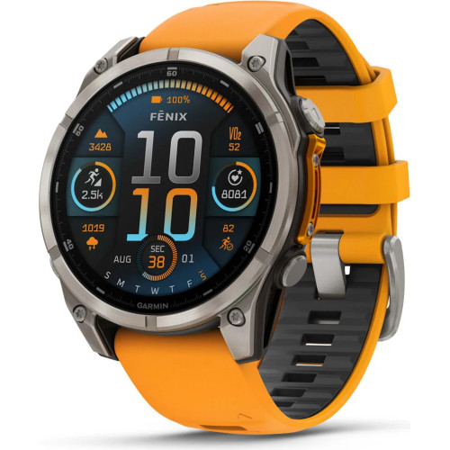 Garmin Fenix 8 47 mm AMOLED Sapphire Titanium Orange Graphite Garmin Fenix 8 47 mm AMOLED Sapphire Titanium Orange Graphite