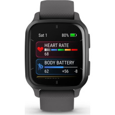 Garmin Venu Sq 2 Slate Aluminum Bezel with Shadow Gray Case and Silicone Band