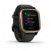 Garmin VENU SQ Music Rose Gold Aluminum Bezel with Black Case and Silicone Band (Eco-Box)