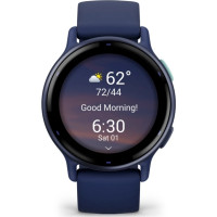 Garmin vívoactive 5 Metallic Navy Aluminum Bezel with Navy Case and Silicone Band