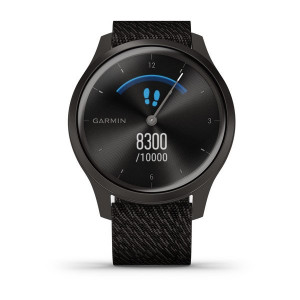 Garmin vívomove Style Graphite aluminium case with black pepper woven nylon band (Eco Box)