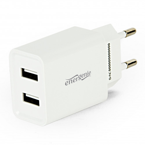 Energenie 2-portová univerzální USB nabíječka, 2,1A, bílá