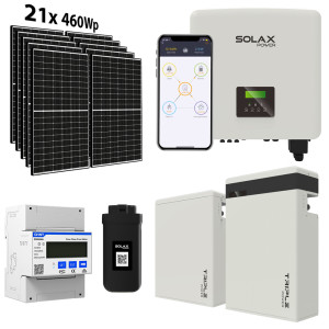Solární sestava SolaX hybridní měnič 3F 10 kW + 11,6 kWh baterie + 9,66 kW solární panely Jinko Solar
