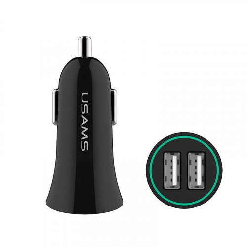 USAMS CC013 2.1A Dual USB Autonabíječka Black (EU Blister)
