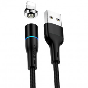 USAMS SJ352 U32 Aluminium Magnetický Datový Kabel Lightning Black (EU Blister)