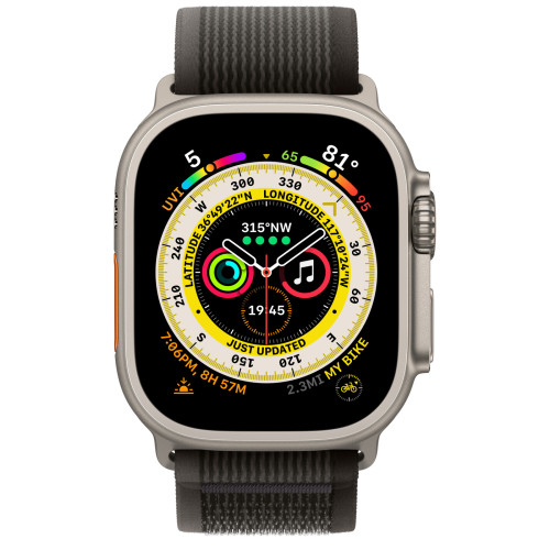 Apple Watch Ultra 49mm GPS + Cellular Titanium Case with Black/Gray Trail Loop M/L