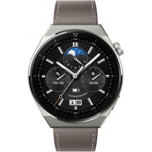 Huawei Watch GT 3 Pro 46mm Titanium Case With Gray Leather Strap