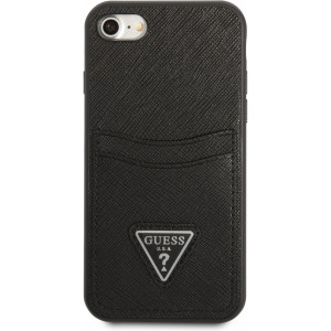 Guess Saffiano Double Card Zadní Kryt pro iPhone iPhone 7 / 8 / SE (2020) / SE (2022) Black