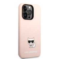 Karl Lagerfeld Liquid Silicone Choupette Zadní Kryt pro iPhone 14 Pro Pink