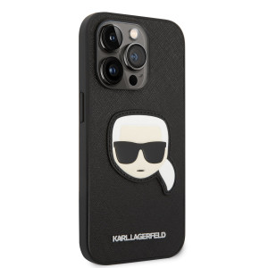 Karl Lagerfeld PU Saffiano Karl Head Zadní Kryt pro iPhone 14 Pro Black