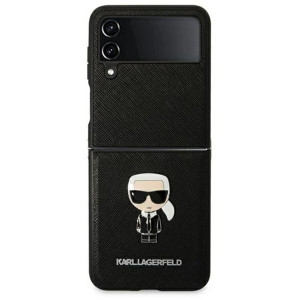 Karl Lagerfeld PU Saffiano Ikonik Kryt pro Samsung Galaxy Z Flip4 Black