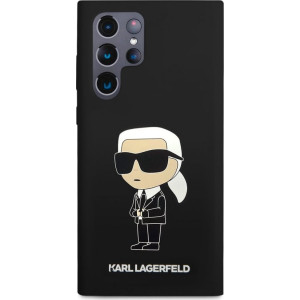 Karl Lagerfeld Liquid Silicone Ikonik NFT Zadní Kryt pro Samsung Galaxy S23 Ultra Black