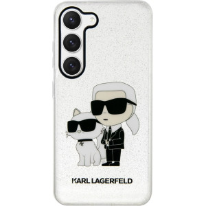 Karl Lagerfeld IML Glitter Karl and Choupette NFT Zadní Kryt pro Samsung Galaxy S23 Transparent