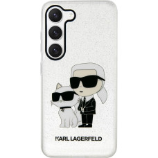 Karl Lagerfeld IML Glitter Karl and Choupette NFT Zadní Kryt pro Samsung Galaxy S23+ Transparent