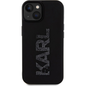 Karl Lagerfeld 3D Rubber Glitter Logo Karl Zadní Kryt pro iPhone 15 Black