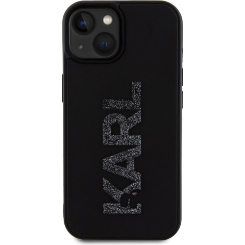 Karl Lagerfeld 3D Rubber Glitter Logo Karl Zadní Kryt pro iPhone 15 Black