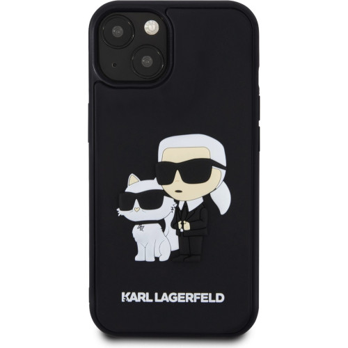 Karl Lagerfeld 3D Rubber Karl and Choupette Zadní Kryt pro iPhone 15 Black