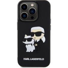 Karl Lagerfeld 3D Rubber Karl and Choupette Zadní Kryt pro iPhone 15 Pro Black