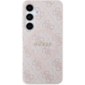 Guess PU Leather 4G Colored Ring MagSafe Zadní Kryt pro Samsung Galaxy S24 Pink
