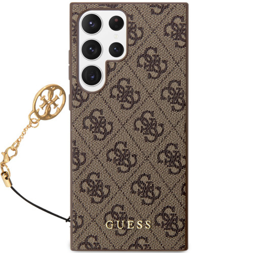 Guess 4G Charms Zadní Kryt pro Samsung Galaxy S24 Ultra Brown