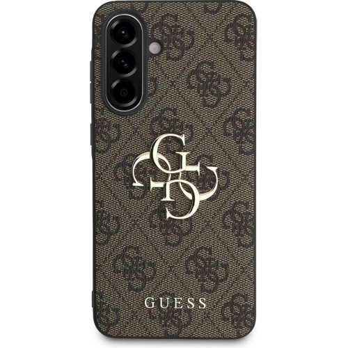 Guess PU 4G Metal Logo Zadní Kryt pro Samsung Galaxy A56 5G Brown