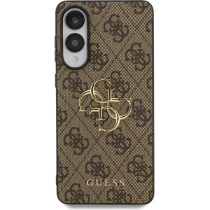Guess PU 4G Metal Logo Zadní Kryt pro Samsung Galaxy S25 Edge Brown