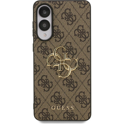 Guess PU 4G Metal Logo Zadní Kryt pro Samsung Galaxy S25 Edge Brown
