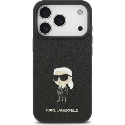 Karl Lagerfeld Fixed Glitter Metal Ikonik Zadní Kryt pro iPhone 17 Pro Black Karl Lagerfeld Fixed Glitter Metal Ikonik Zadní Kryt pro iPhone 17 Pro Black