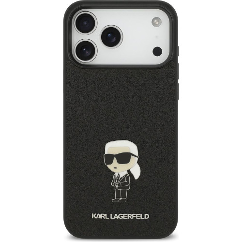 Karl Lagerfeld Fixed Glitter Metal Ikonik Zadní Kryt pro iPhone 17 Pro Max Black