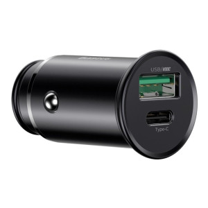 Baseus CCYS-C01 Circular Metal Quick Charge Nabíječka do Auta VOOC 30W Black