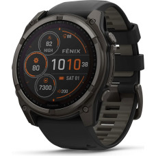 Garmin fenix 8 51mm Solar AMOLED Sapphire Carbon Gray DLC Titanium with Black/Pebble Gray Silicone Band Garmin fenix 8 51mm Solar AMOLED Sapphire Carbon Gray DLC Titanium with Black/Pebble Gray Silicone Band