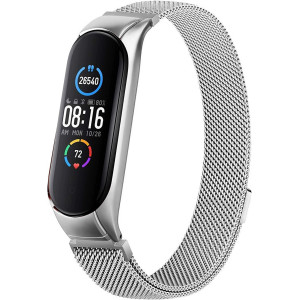 Tactical 829 Loop Magnetický Kovový Řemínek pro Xiaomi Mi Band 7 Silver